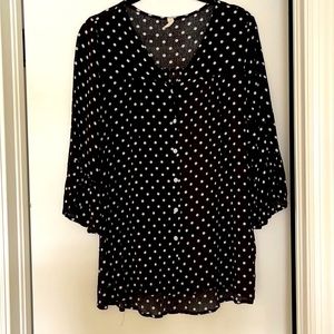 Pink blush polka dot top